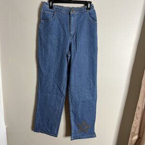 Quacker Factory Jeans Size Medium NEW Straight Leg Studded Star
